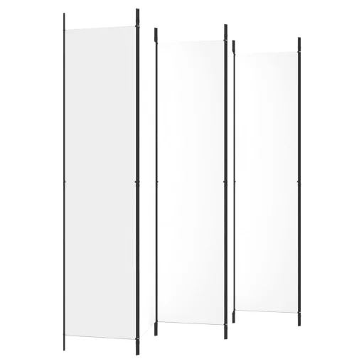 6 paneles fehér szövet térelválasztó 250 x 220 cm