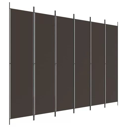 6 paneles barna szövet paraván 300 x 220 cm