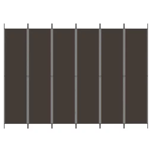 6 paneles barna szövet paraván 300 x 220 cm