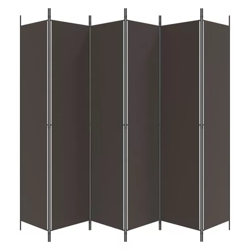 6 paneles barna szövet paraván 300 x 220 cm