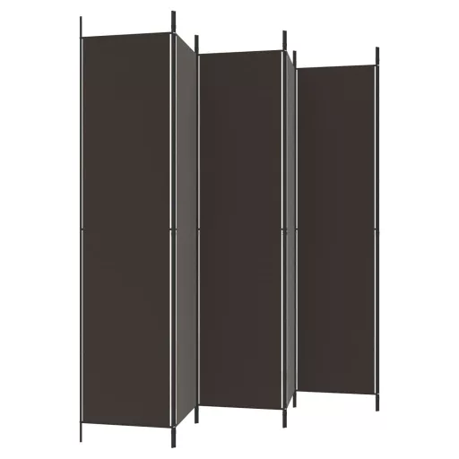 6 paneles barna szövet paraván 300 x 220 cm