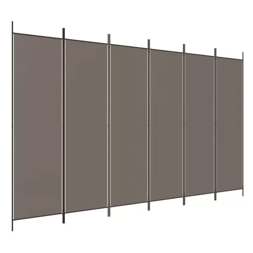 6 paneles antracitszürke szövet térelválasztó 300 x 220 cm