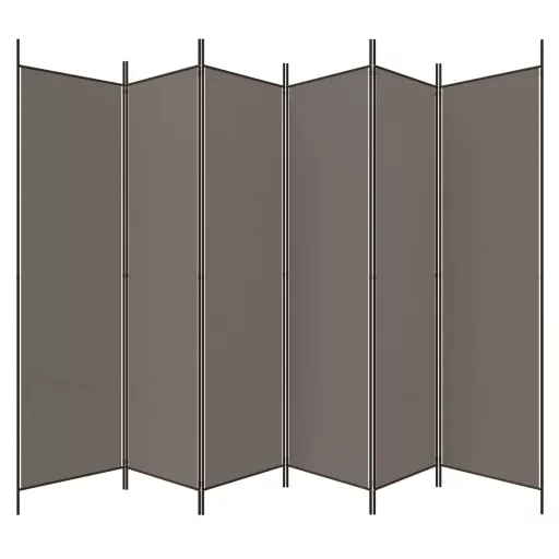 6 paneles antracitszürke szövet térelválasztó 300 x 220 cm