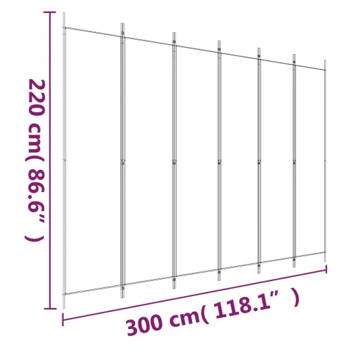 6 paneles antracitszürke szövet térelválasztó 300 x 220 cm