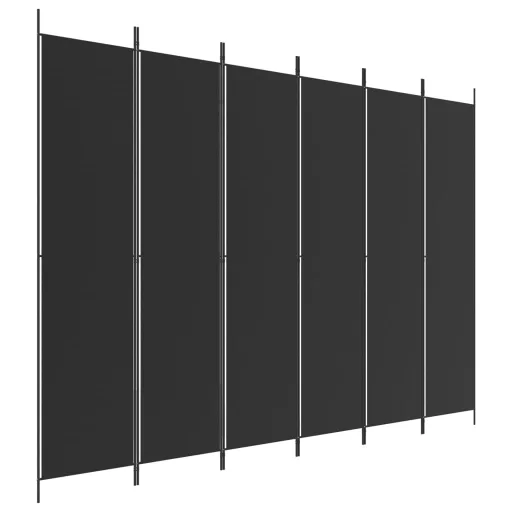 6 paneles fekete szövet térelválasztó 300x220 cm