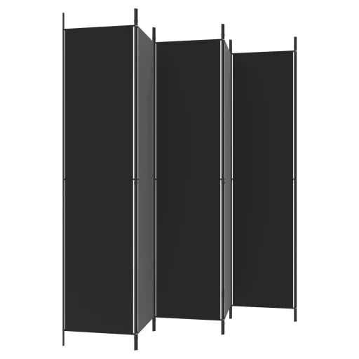 6 paneles fekete szövet térelválasztó 300x220 cm