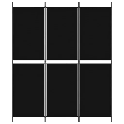 3 paneles fekete szövet térelválasztó 150x180 cm