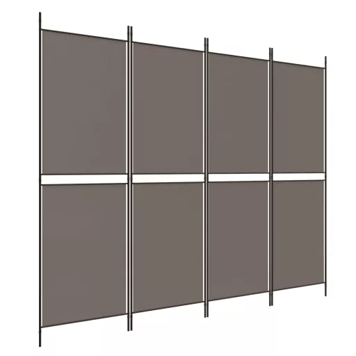 4 paneles antracitszürke szövet térelválasztó 200 x 180 cm