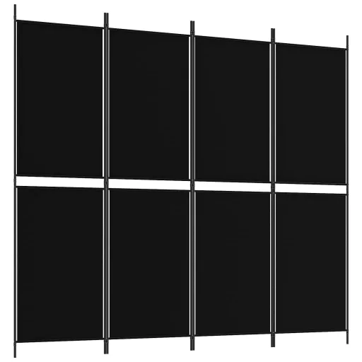 4 paneles fekete szövet térelválasztó 200 x 180 cm