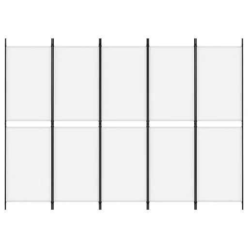Fehér 5 paneles paraván 250x180 cm szövet