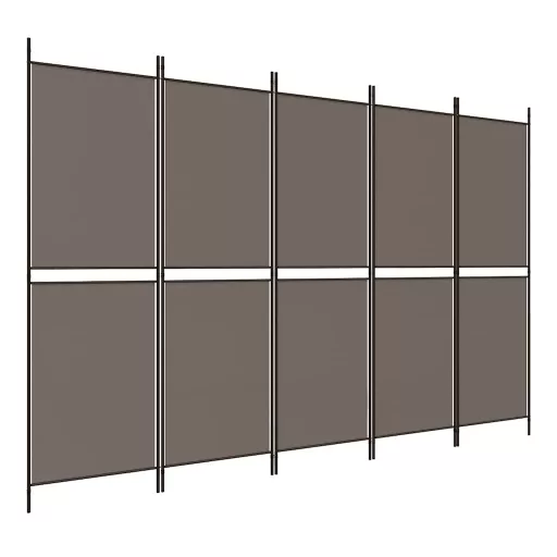 5 paneles antracitszürke szövet térelválasztó 250x180 cm