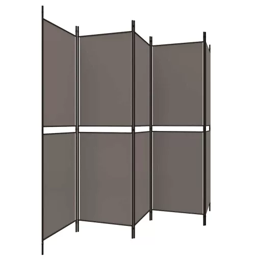 5 paneles antracitszürke szövet térelválasztó 250x180 cm
