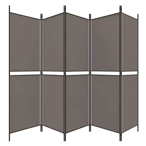 5 paneles antracitszürke szövet térelválasztó 250x180 cm