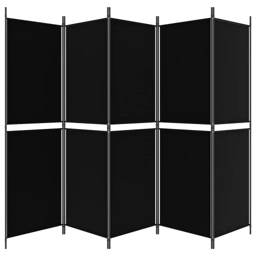 5 paneles fekete szövet térelválasztó 250x180 cm