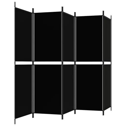 5 paneles fekete szövet térelválasztó 250x180 cm