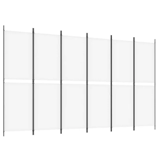 6 paneles fehér szövet térelválasztó 300x180 cm