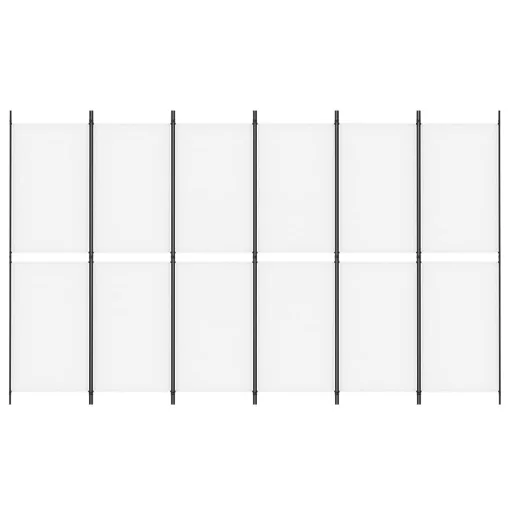6 paneles fehér szövet térelválasztó 300x180 cm