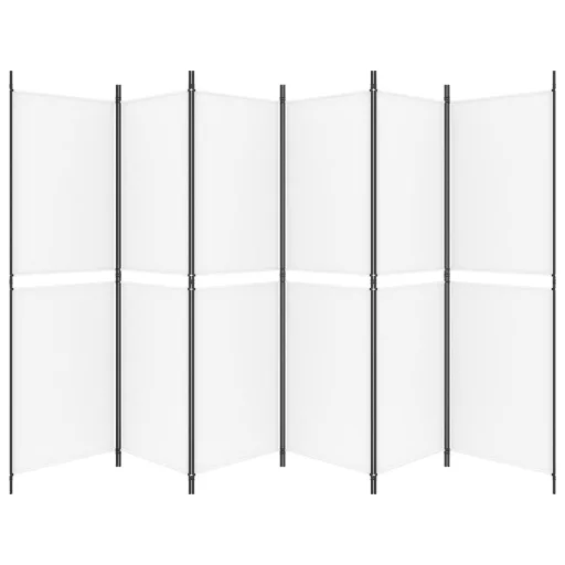 6 paneles fehér szövet térelválasztó 300x180 cm