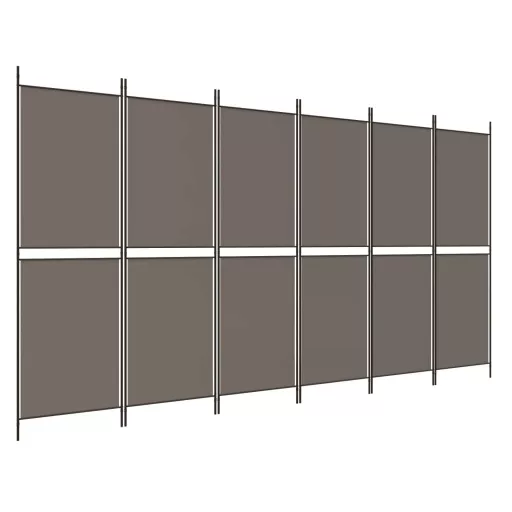 6 paneles antracitszürke szövet térelválasztó 300x180 cm