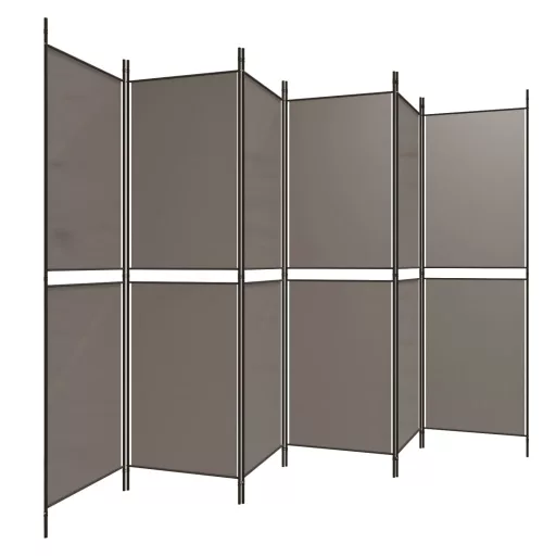 6 paneles antracitszürke szövet térelválasztó 300x180 cm