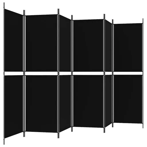 6 paneles fekete szövet térelválasztó 300x180 cm