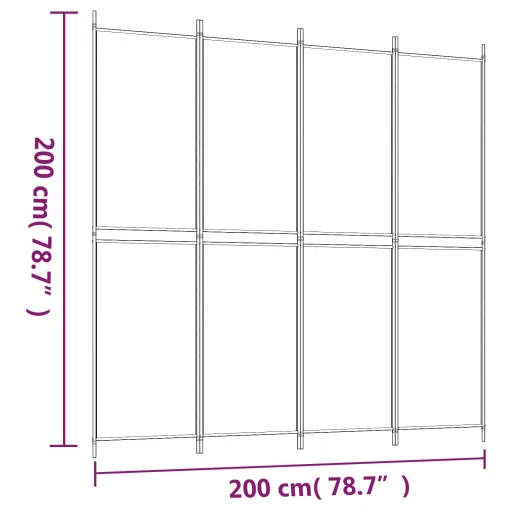 4 paneles fehér szövet térelválasztó 200 x 200 cm