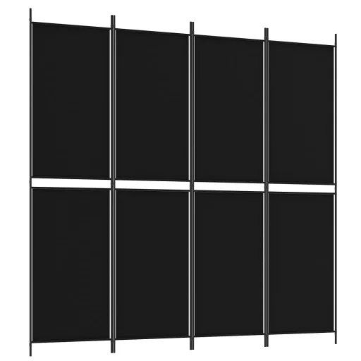 4 paneles fekete szövet térelválasztó 200 x 200 cm