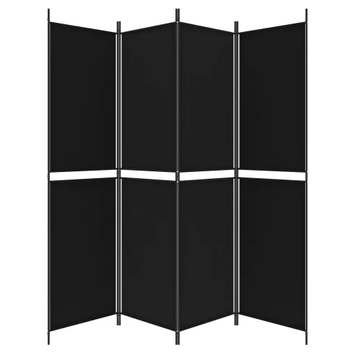 4 paneles fekete szövet térelválasztó 200 x 200 cm