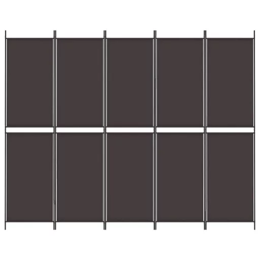5 paneles barna szövet paraván 250x200 cm