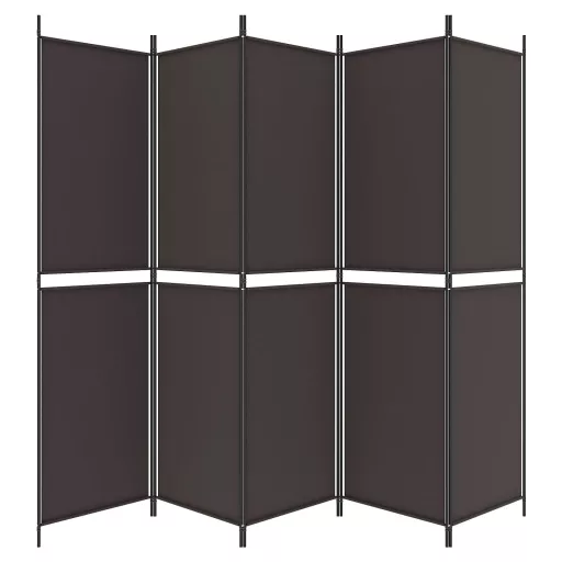 5 paneles barna szövet paraván 250x200 cm