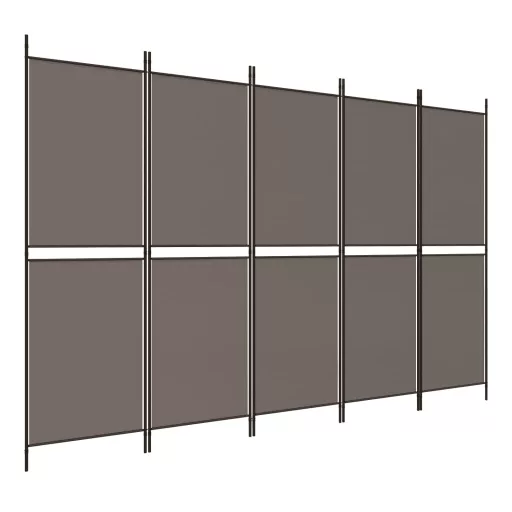 5 paneles antracitszürke szövet térelválasztó 250x200 cm