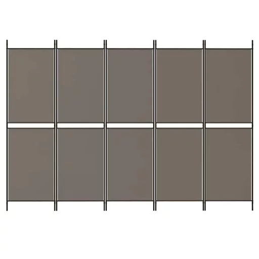 5 paneles antracitszürke szövet térelválasztó 250x200 cm