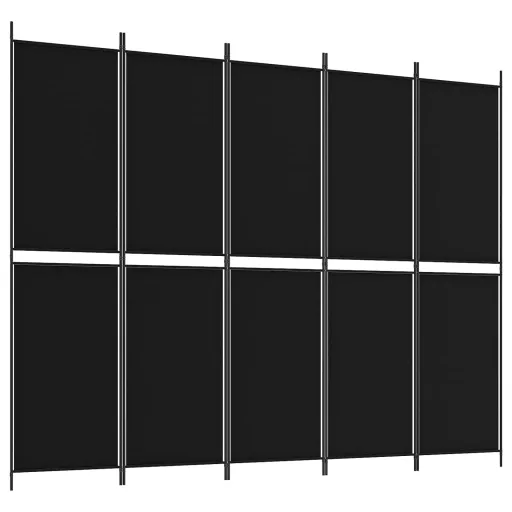 5 paneles fekete szövet térelválasztó 250x200 cm