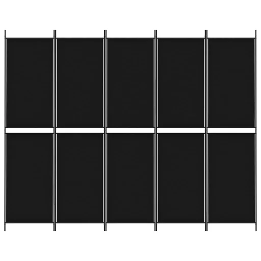 5 paneles fekete szövet térelválasztó 250x200 cm