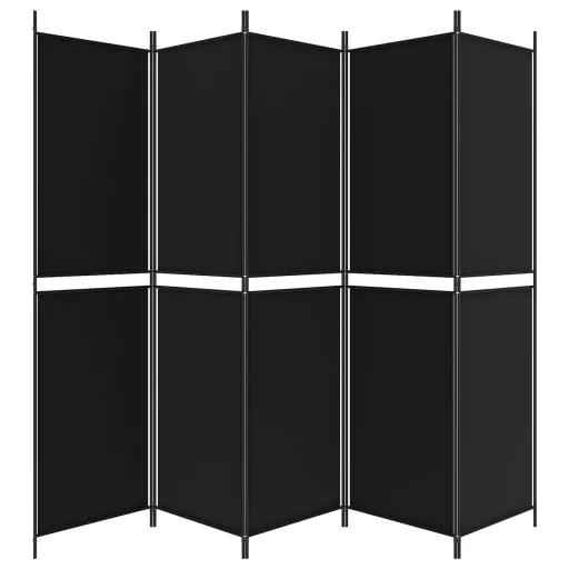 5 paneles fekete szövet térelválasztó 250x200 cm
