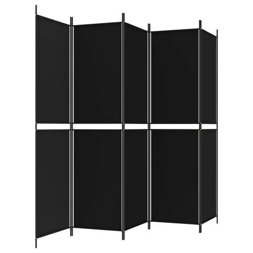 5 paneles fekete szövet térelválasztó 250x200 cm
