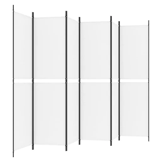 6 paneles fehér szövet térelválasztó 300x200 cm