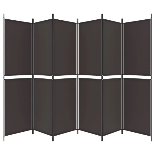 6 paneles barna szövet paraván 300x200 cm