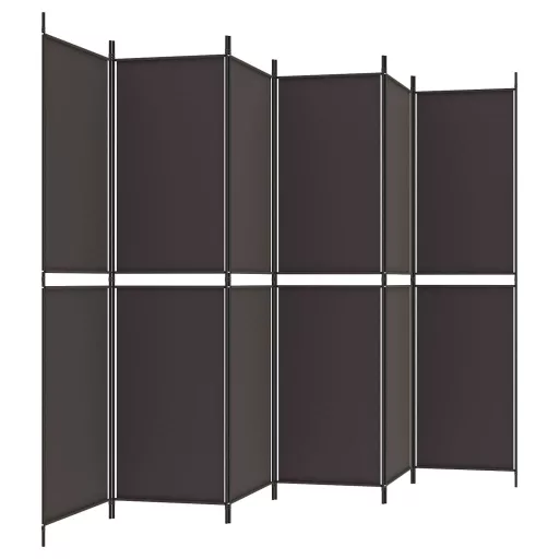6 paneles barna szövet paraván 300x200 cm