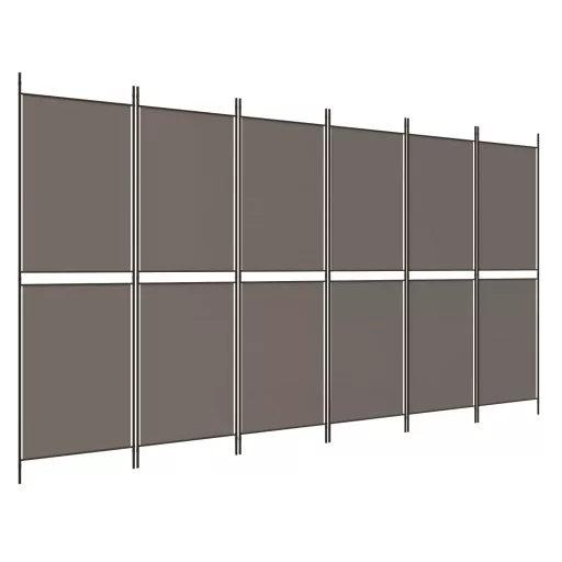 6 paneles antracitszürke szövet térelválasztó 300x200 cm