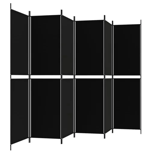 6 paneles fekete szövet térelválasztó 300x200 cm
