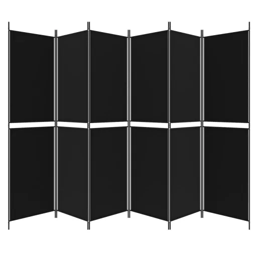 6 paneles fekete szövet térelválasztó 300x200 cm