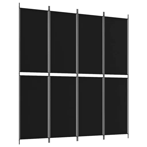 4 paneles fekete szövet térelválasztó 200x220 cm