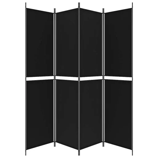 4 paneles fekete szövet térelválasztó 200x220 cm