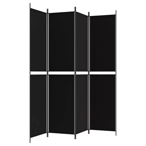 4 paneles fekete szövet térelválasztó 200x220 cm