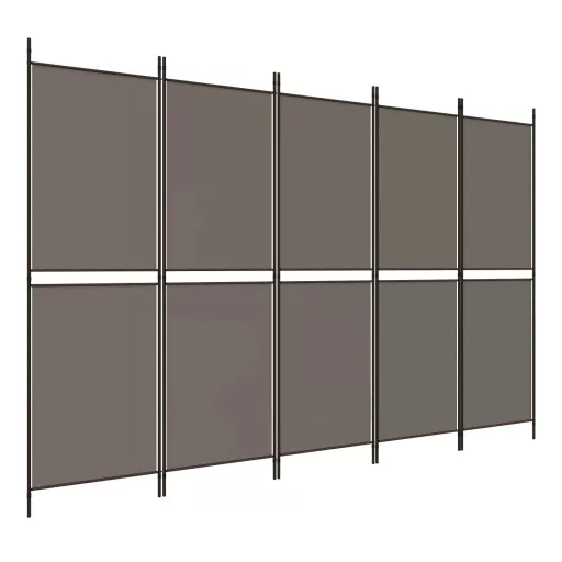 5 paneles antracitszürke szövet térelválasztó 250 x 220 cm