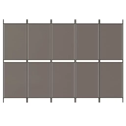 5 paneles antracitszürke szövet térelválasztó 250 x 220 cm