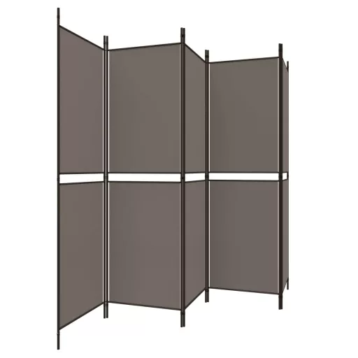 5 paneles antracitszürke szövet térelválasztó 250 x 220 cm