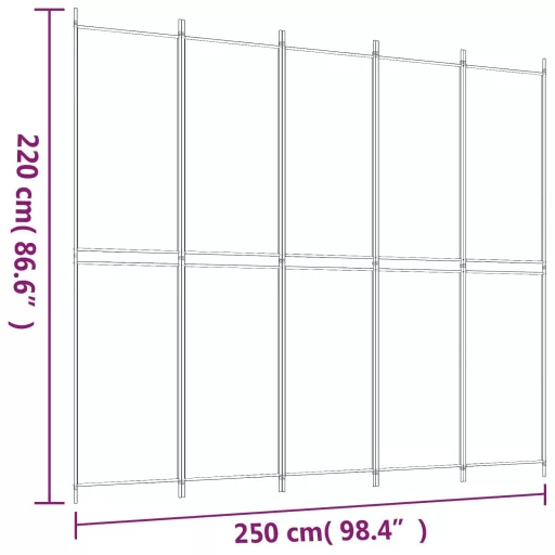 5 paneles antracitszürke szövet térelválasztó 250 x 220 cm