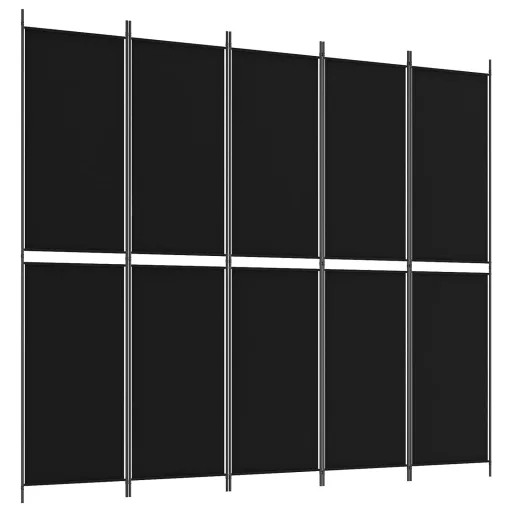 5 paneles fekete szövet térelválasztó 250x220 cm